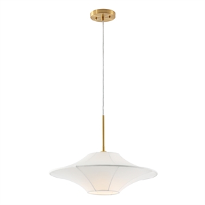 Safavieh Lanai Fabric and Metal Pendant in White / Brass