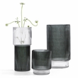 Safavieh Zinc Fluted Glass Vase Set 3 in Gray