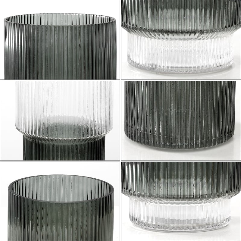 Safavieh Zinc Fluted Glass Vase Set 3 in Gray
