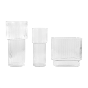 Safavieh Ceva Fluted Glass Vase Set 3 in Clear