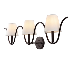 Safavieh Rylie 3 Light Metal and Fabric Wall Sconce in Bronze