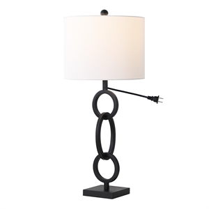 safavieh alaia iron and cotton table lamp in black