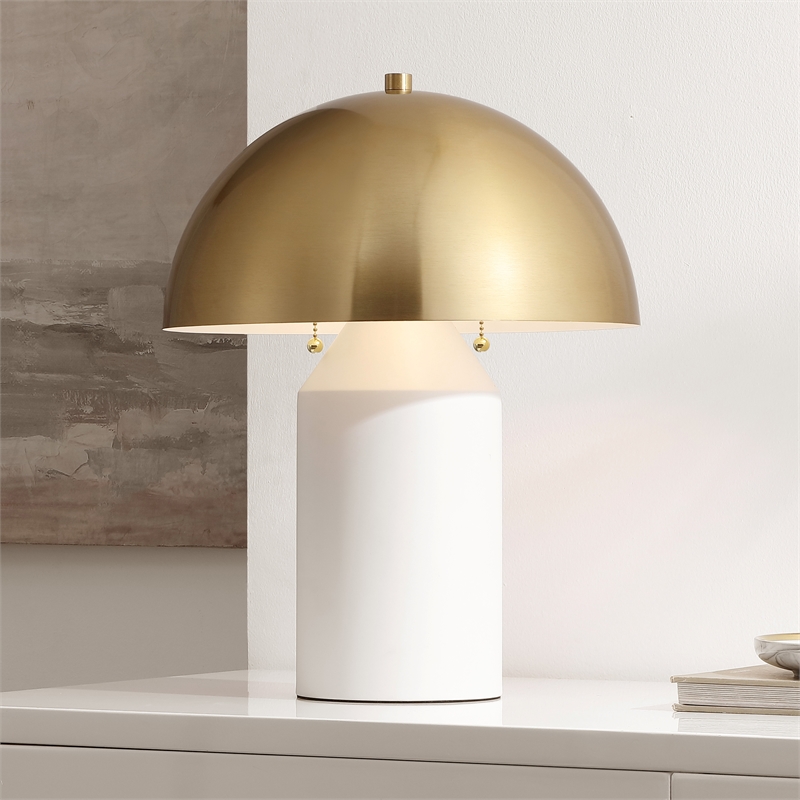 Safavieh Jove Iron Table Lamp in White / Brass