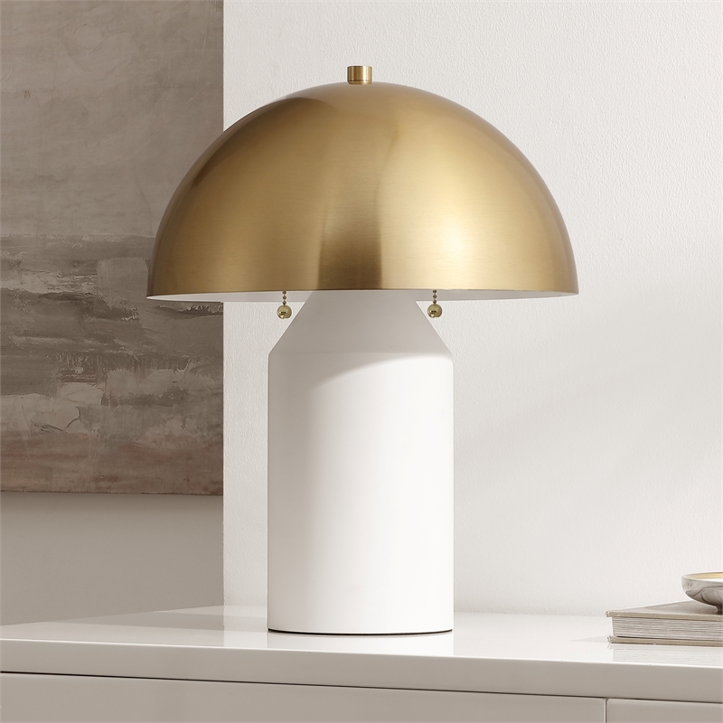 Safavieh Jove Iron Table Lamp in White / Brass