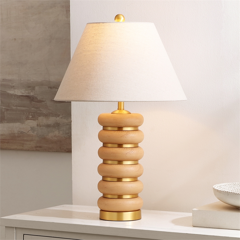 Safavieh Selene Resin and Metal Table Lamp in Light Brown / Brass