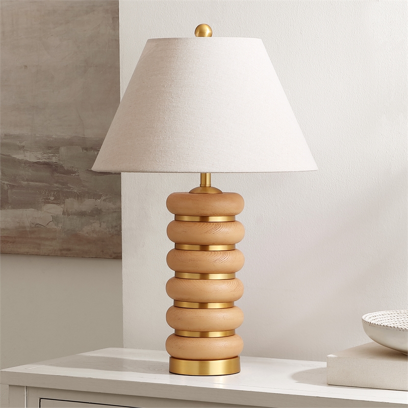 Safavieh Selene Resin and Metal Table Lamp in Light Brown / Brass