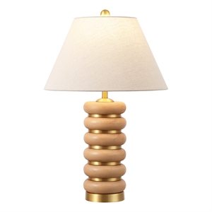 safavieh selene resin and metal table lamp in light brown / brass