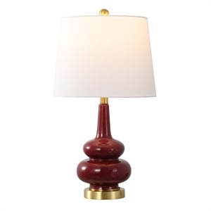 safavieh evie ceramic table lamp in cranberry