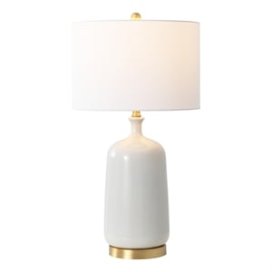safavieh stevie ceramic table lamp in cream / brass