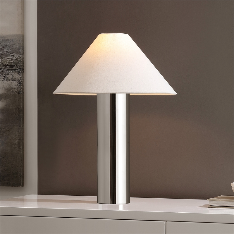 Safavieh Cheri Metal Table Lamp  in Chrome / White