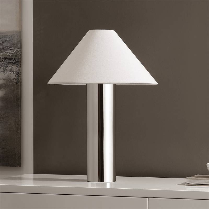 Safavieh Cheri Metal Table Lamp  in Chrome / White