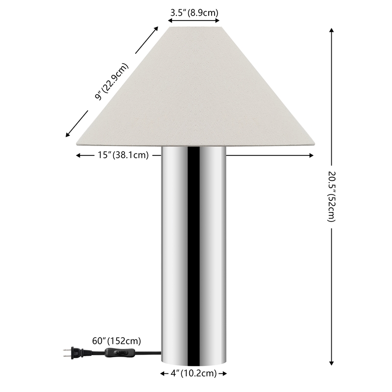 Safavieh Cheri Metal Table Lamp  in Chrome / White