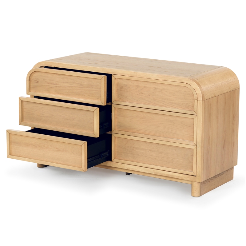 Safavieh Dinah 6 Drawer Wood Dresser in Natural