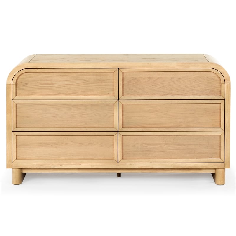Safavieh Dinah 6 Drawer Wood Dresser in Natural