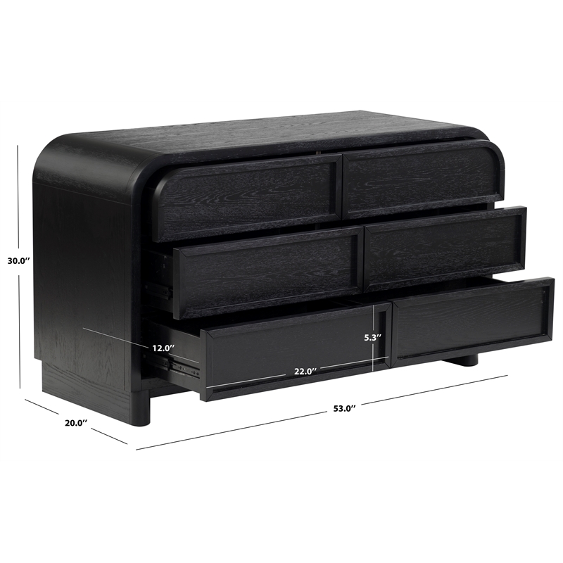 Safavieh Dinah 6 Drawer Wood Dresser in Black