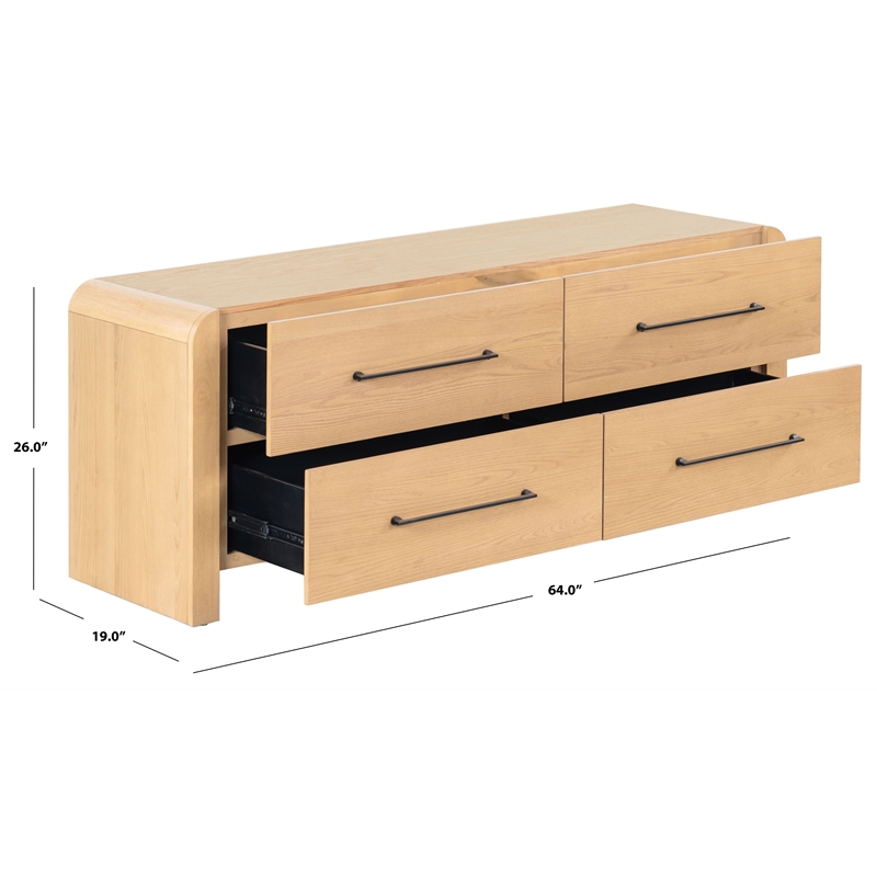 Safavieh Katrina Solid Wood 4 Drawer Dresser in Natural / Black