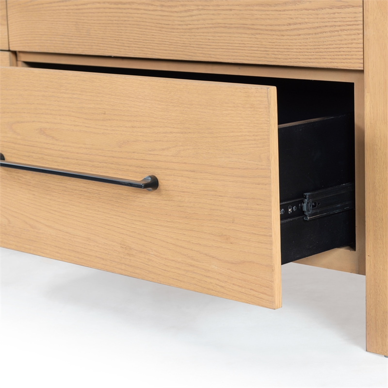 Safavieh Katrina Solid Wood 4 Drawer Dresser in Natural / Black