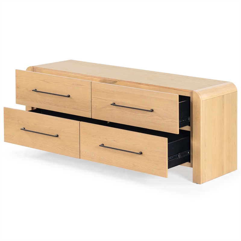 Safavieh Katrina Solid Wood 4 Drawer Dresser in Natural / Black