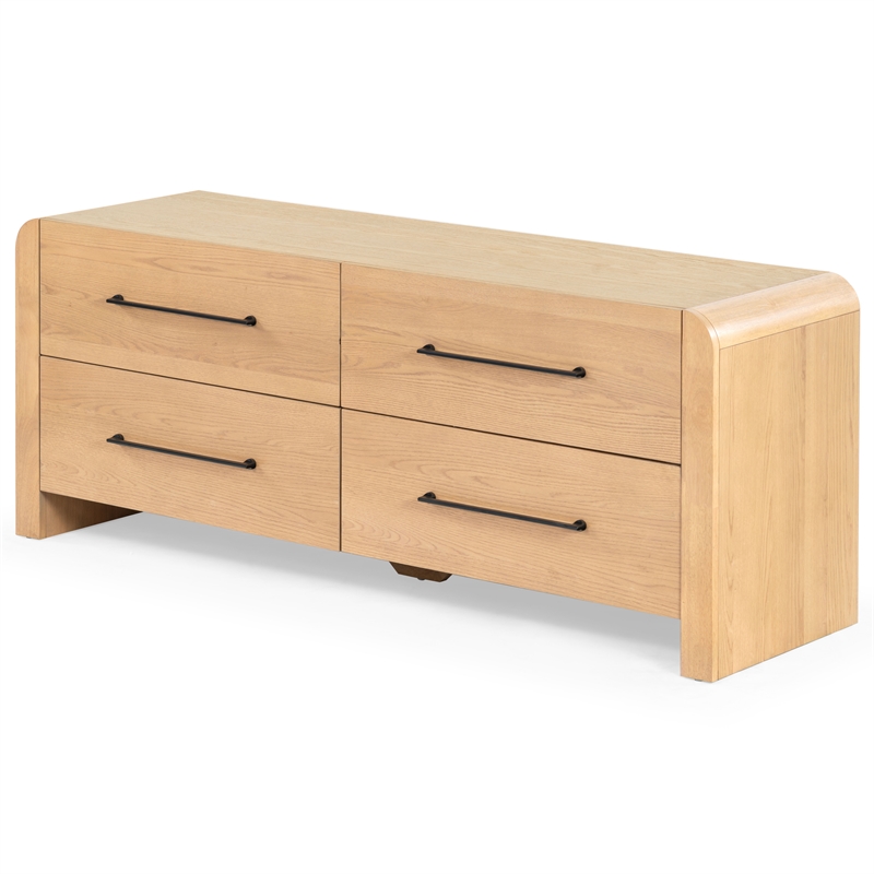 Safavieh Katrina Solid Wood 4 Drawer Dresser in Natural / Black