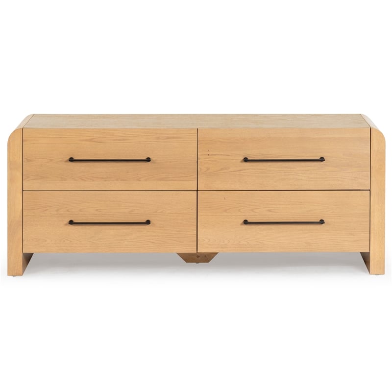 Safavieh Katrina Solid Wood 4 Drawer Dresser in Natural / Black