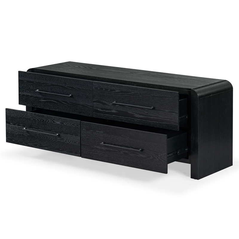 Safavieh Katrina Solid Wood 4 Drawer Dresser in Black