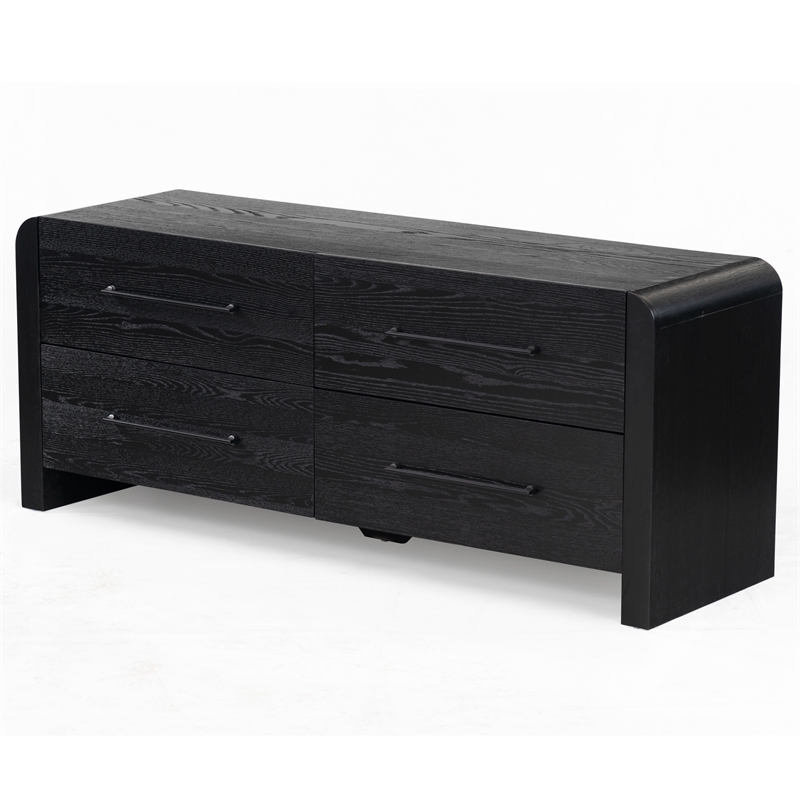 Safavieh Katrina Solid Wood 4 Drawer Dresser in Black