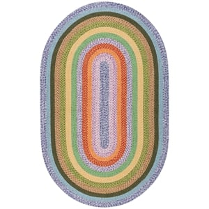 Safavieh Braided 6'-0&quot x 9'-0&quot  Hand Woven Rug in Green / Rust