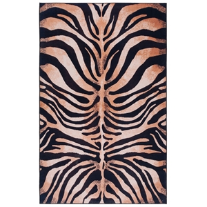 Safavieh Faux Hide 2'-3&quot x 4'-0&quot Polyester Power Loomed Rug in Orange / Black