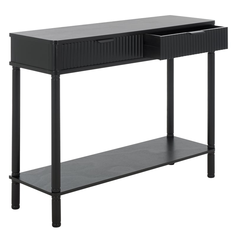 Safavieh Thurston Wood 2 Drw Console in Matte Black