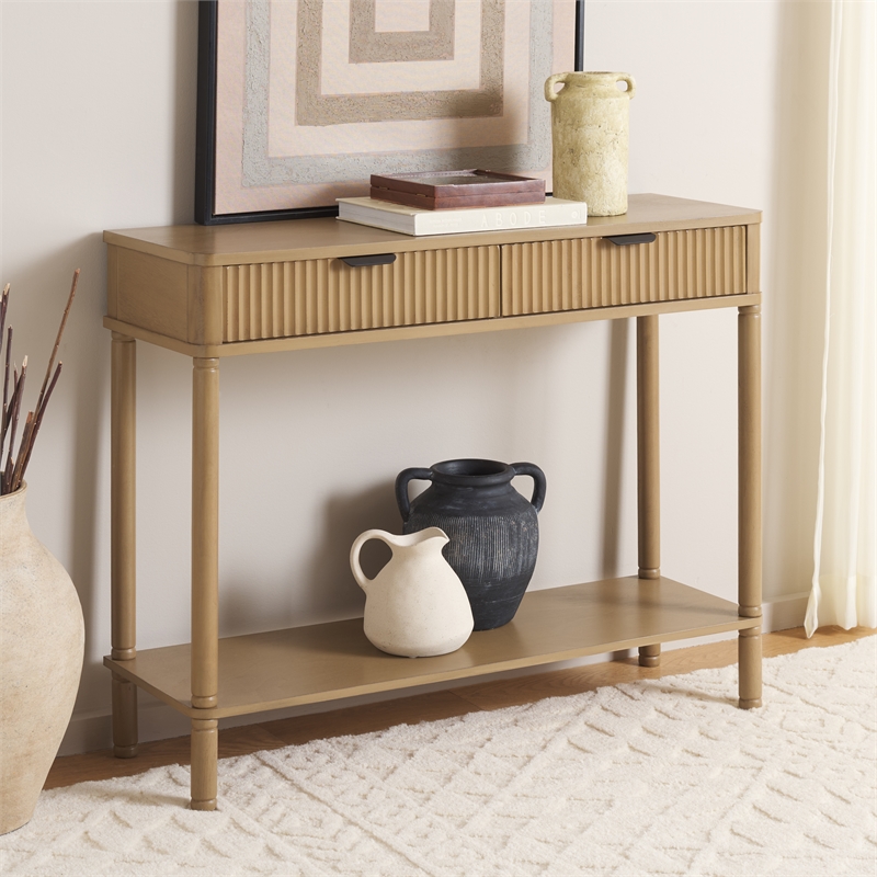 Safavieh Thurston Wood 2 Drw Console in Brown