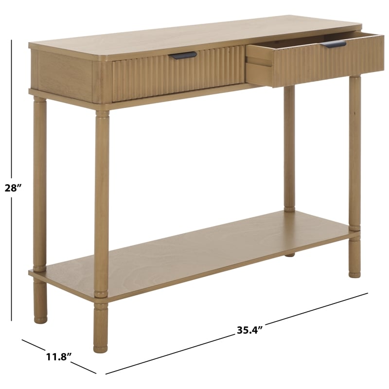 Safavieh Thurston Wood 2 Drw Console in Brown