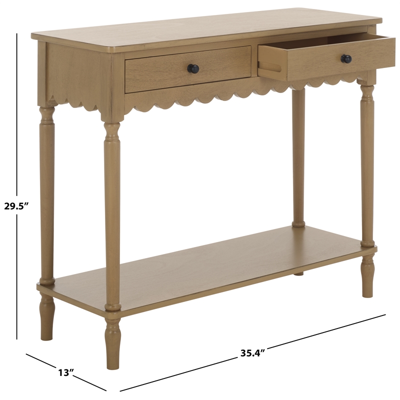 Safavieh Haven Wood 2 Drw Small Console in Brown