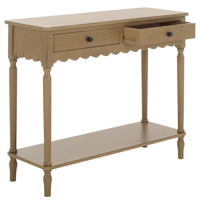 Safavieh Haven Wood 2 Drw Small Console in Brown