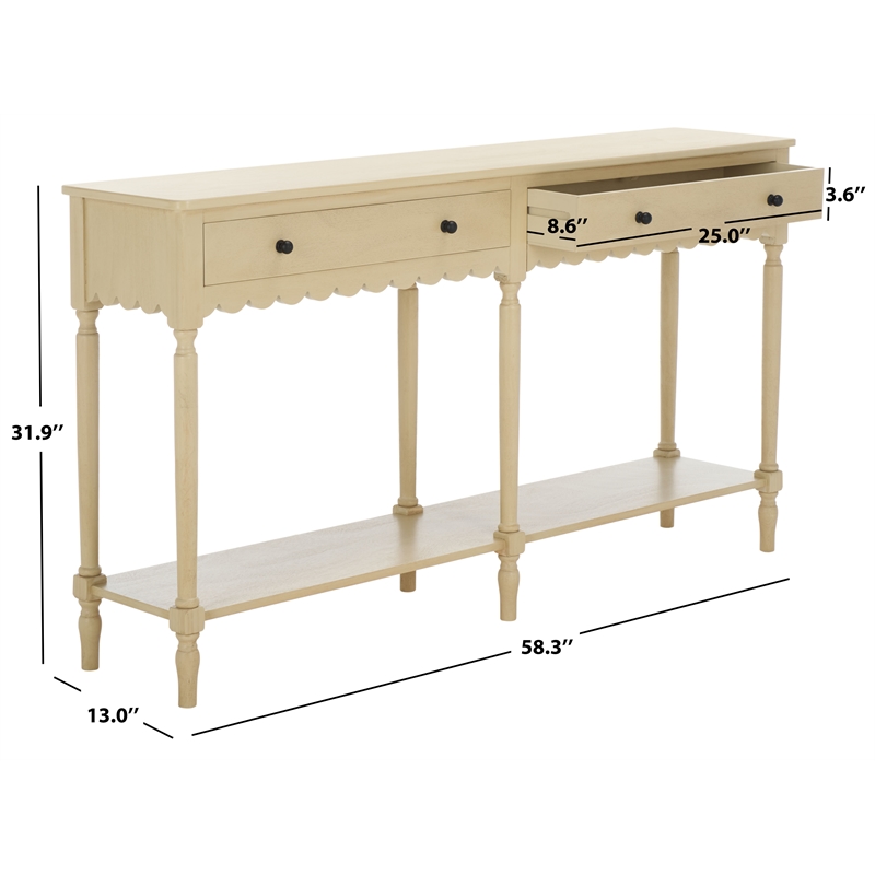 Safavieh Haven Wood 2 Drw Large Console in Natural