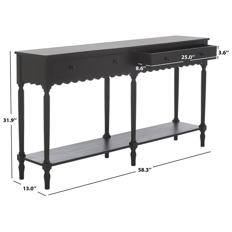 Safavieh Haven Wood 2 Drw Large Console in Matte Black