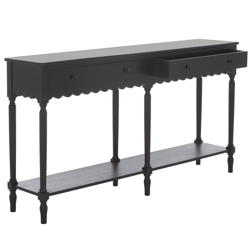 Safavieh Haven Wood 2 Drw Large Console in Matte Black