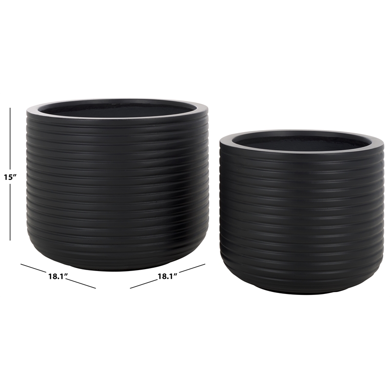 Safavieh Nardo Planter Pot Set of 2 in Black