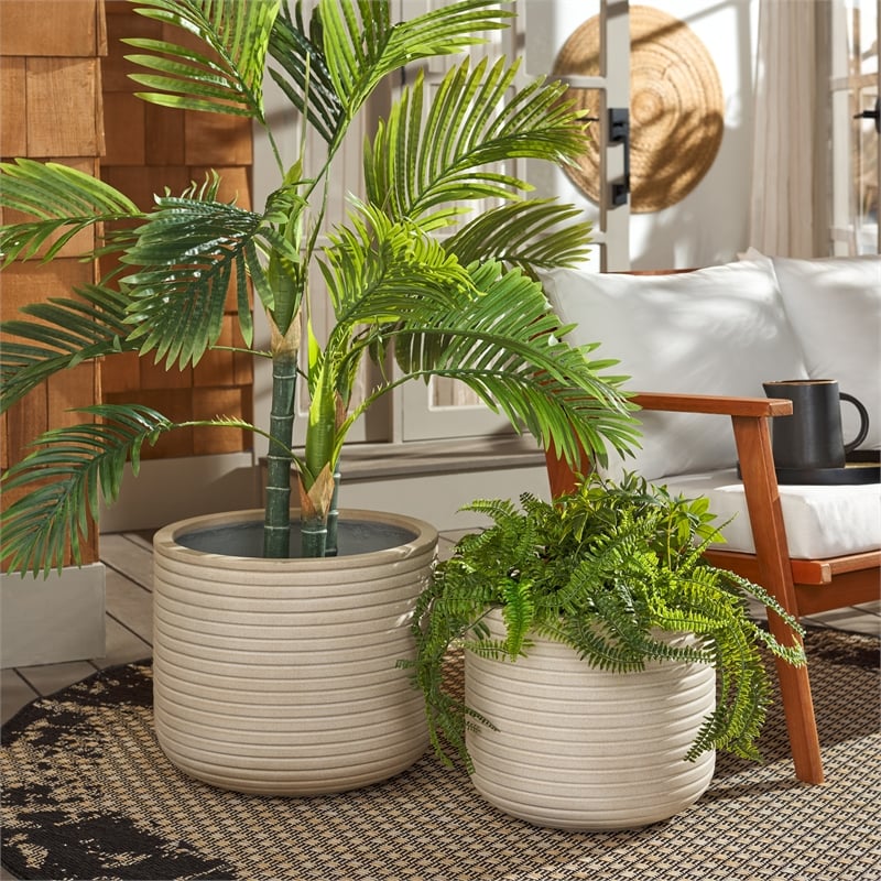 Safavieh Nardo Planter Pot Set of 2 in Beige