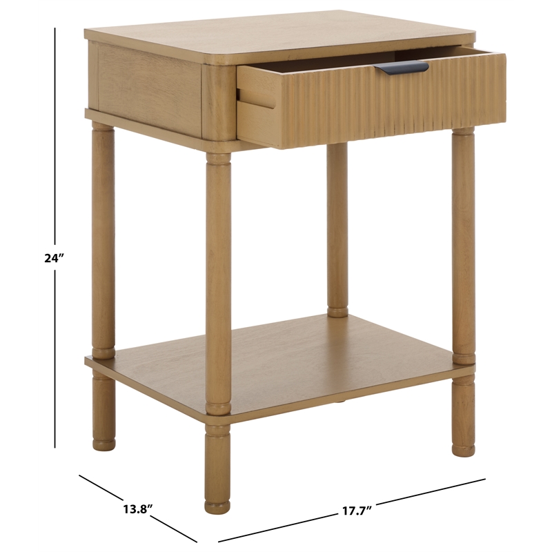Safavieh Thurston Wood 1 Drw Accent Table in Brown