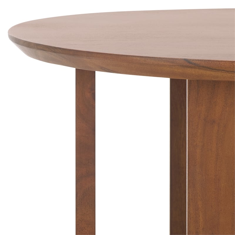 Safavieh Raybelina Round Wood and Iron Accent Table in Walnut