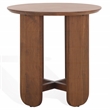 Safavieh Raybelina Round Wood and Iron Accent Table in Walnut