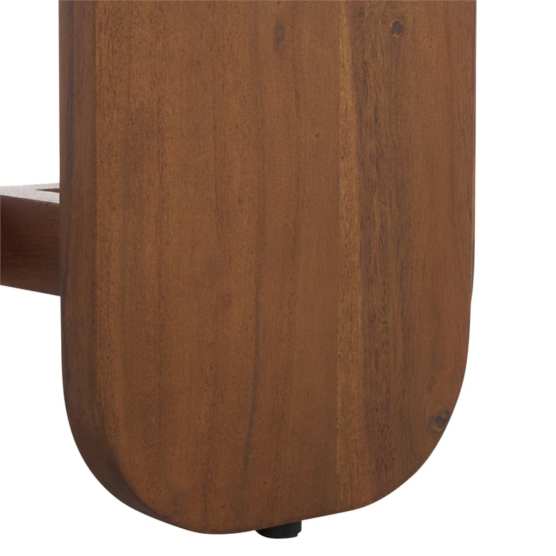 Safavieh Raybelina Round Wood and Iron Accent Table in Walnut