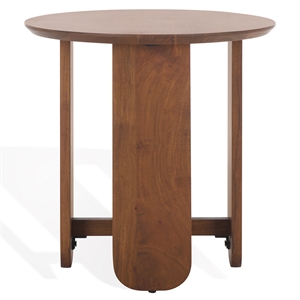 Safavieh Raybelina Round Wood and Iron Accent Table in Walnut