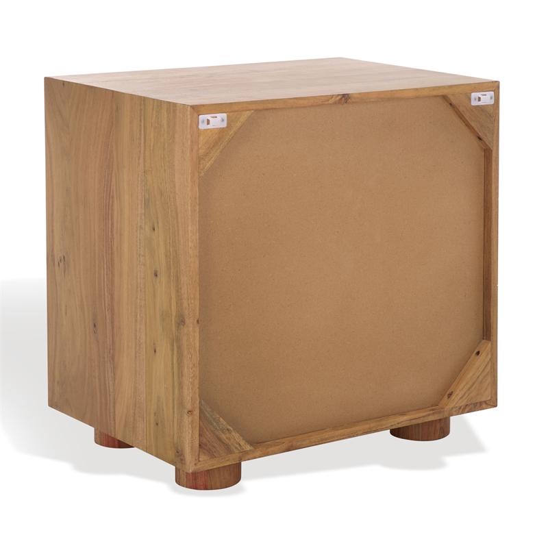 Safavieh Lesliette 3 Drawer Wood and Iron Nightstand in Natural