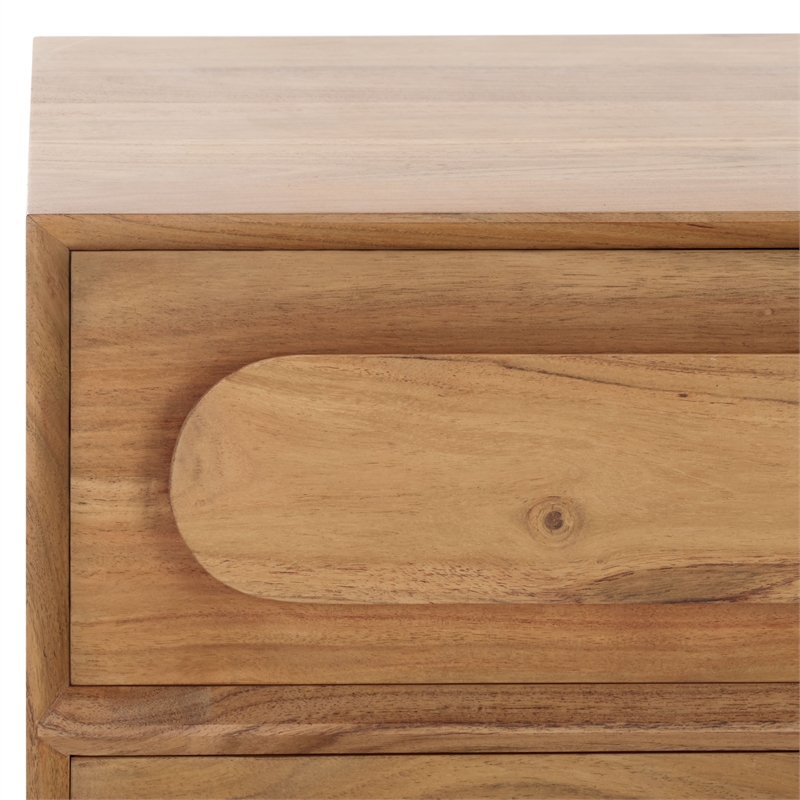 Safavieh Lesliette 3 Drawer Wood and Iron Nightstand in Natural