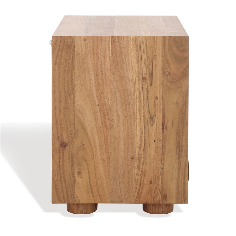 Safavieh Lesliette 3 Drawer Wood and Iron Nightstand in Natural