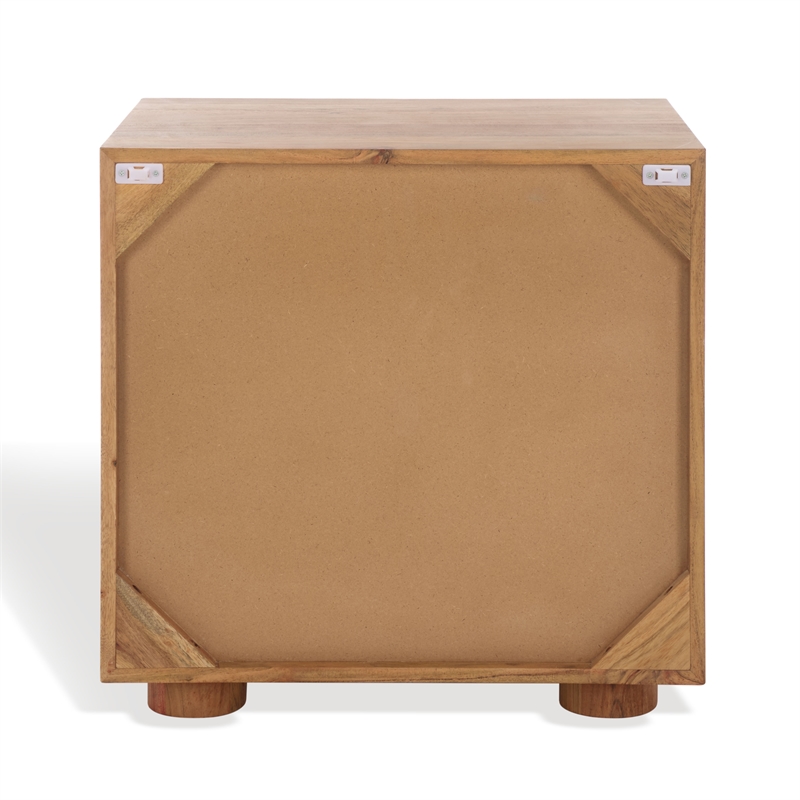 Safavieh Lesliette 3 Drawer Wood and Iron Nightstand in Natural