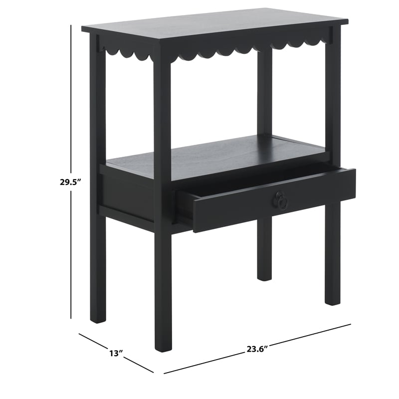Safavieh Haven Wood Low Drawer Accent Table in Matte Black