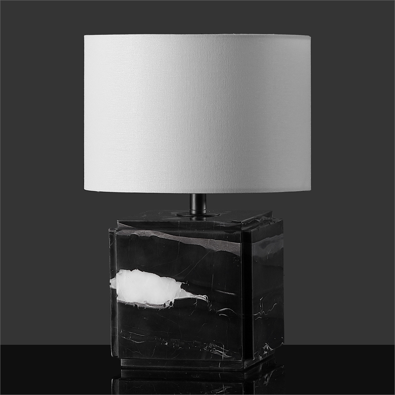 Safavieh Zahra Marble and Iron Table Lamp in Black / White