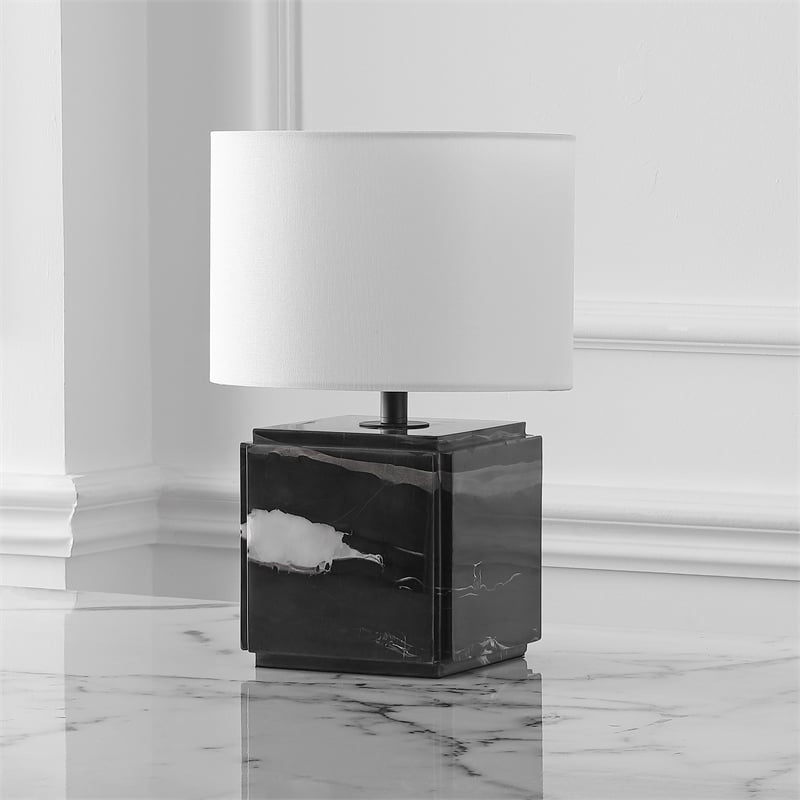 Safavieh Zahra Marble and Iron Table Lamp in Black / White